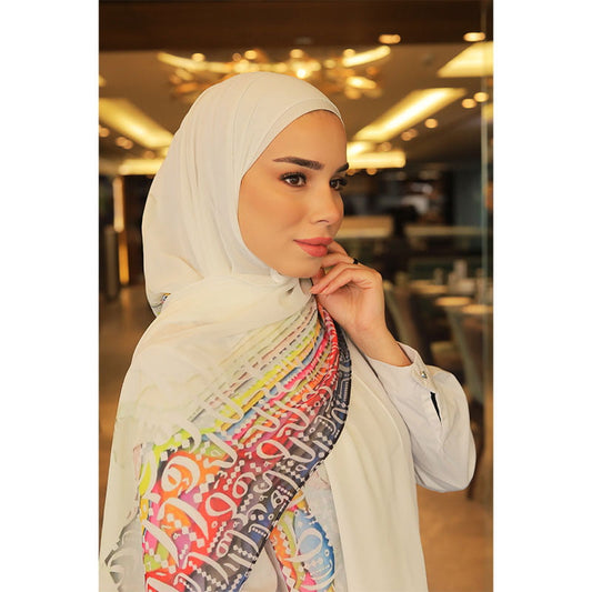 Crepe Chiffon Arabic Letters Hijab